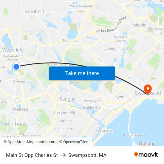 Main St Opp Charles St to Swampscott, MA map