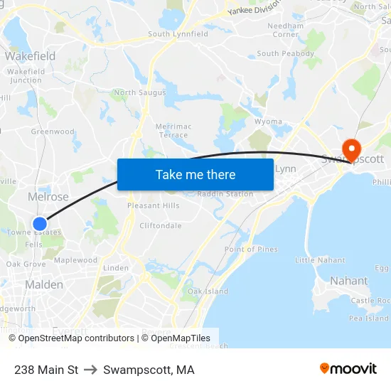 238 Main St to Swampscott, MA map