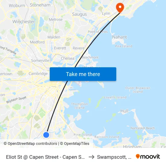 Eliot St @ Capen Street - Capen St Sta to Swampscott, MA map