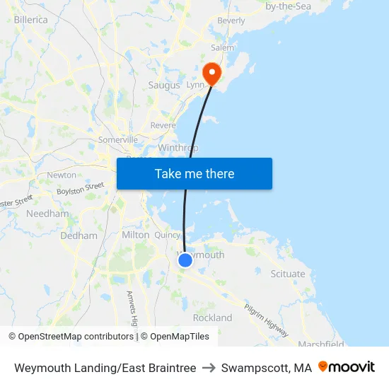 Weymouth Landing/East Braintree to Swampscott, MA map