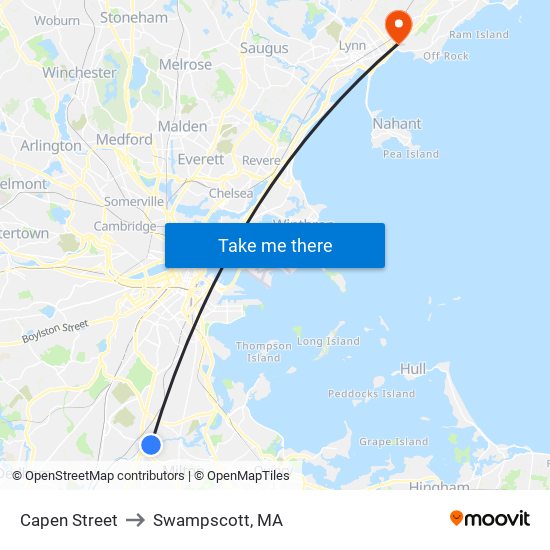 Capen Street to Swampscott, MA map