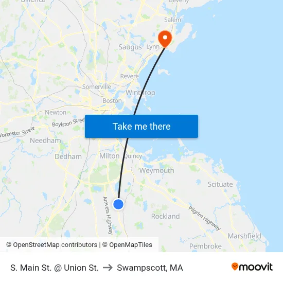 S. Main St. @ Union St. to Swampscott, MA map
