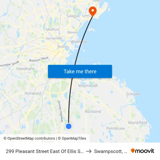 299 Pleasant Street East Of Ellis Street to Swampscott, MA map