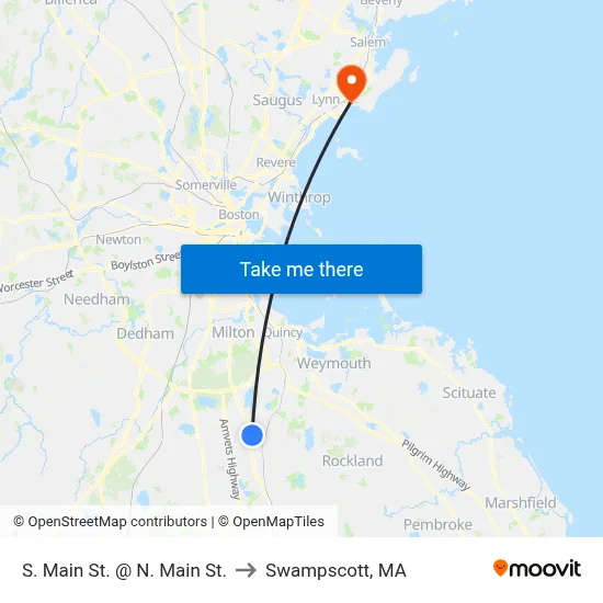 S. Main St. @ N. Main St. to Swampscott, MA map