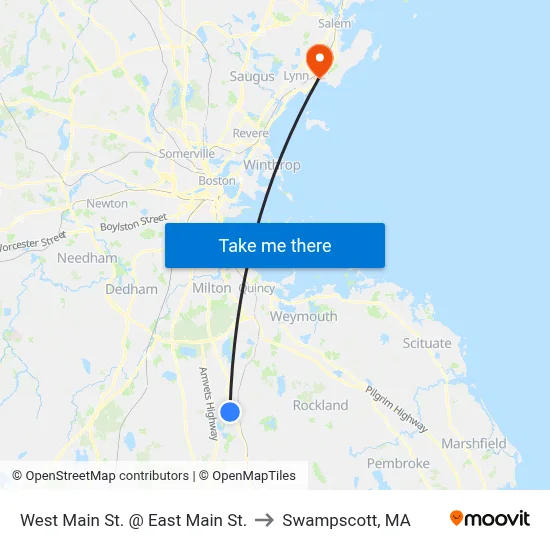 West Main St. @ East Main St. to Swampscott, MA map