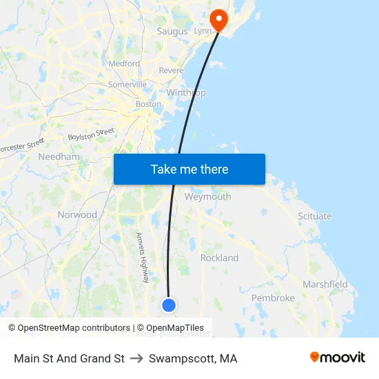 Main St And Grand St to Swampscott, MA map