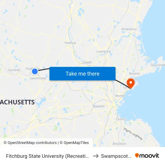 Fitchburg State University (Recreation Center) to Swampscott, MA map