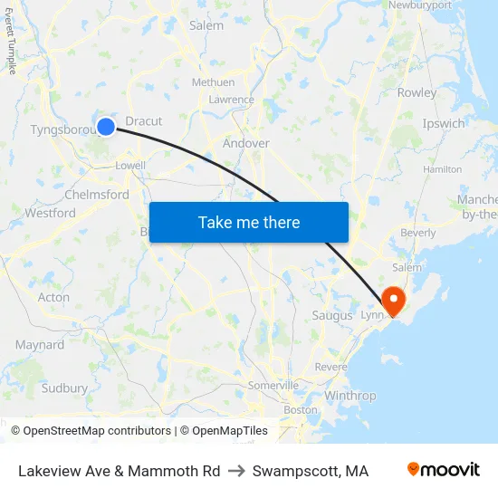 Lakeview Ave & Mammoth Rd to Swampscott, MA map