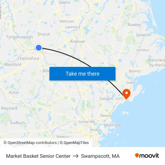 Market Basket Senior Center to Swampscott, MA map