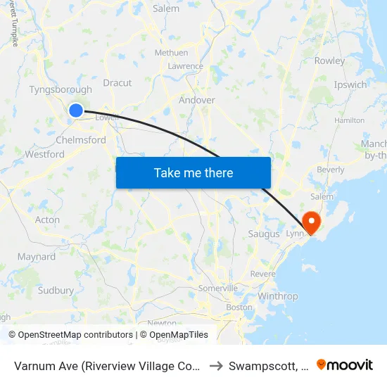 Varnum Ave (Riverview Village Condos) to Swampscott, MA map