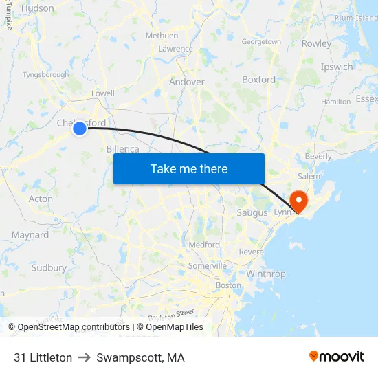 31 Littleton to Swampscott, MA map