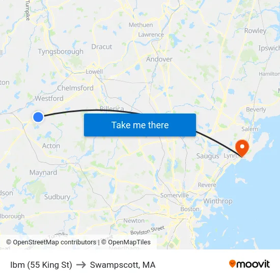 Ibm (55 King St) to Swampscott, MA map