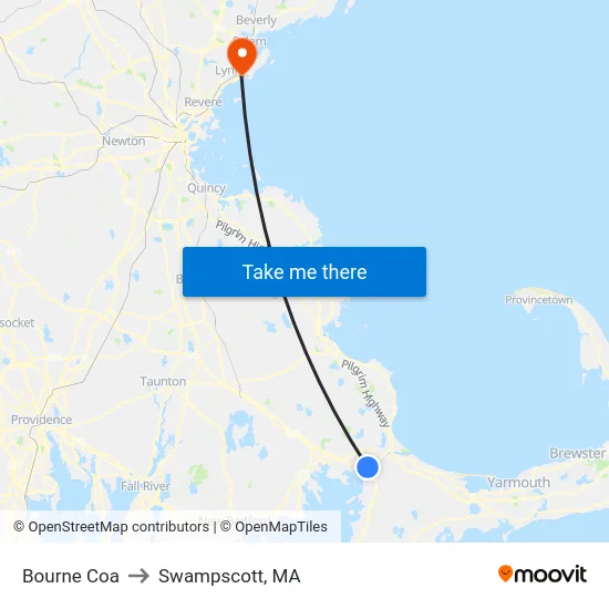 Bourne Coa to Swampscott, MA map