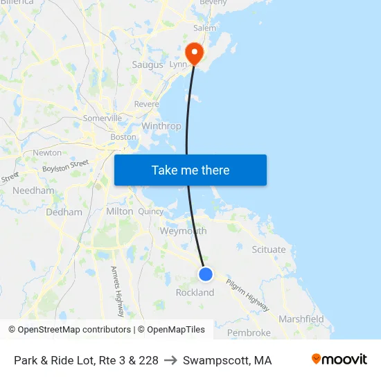 Park & Ride Lot, Rte 3 & 228 to Swampscott, MA map