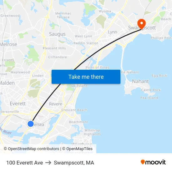 100 Everett Ave to Swampscott, MA map