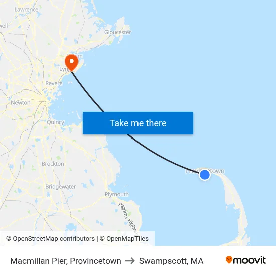 Macmillan Pier, Provincetown to Swampscott, MA map
