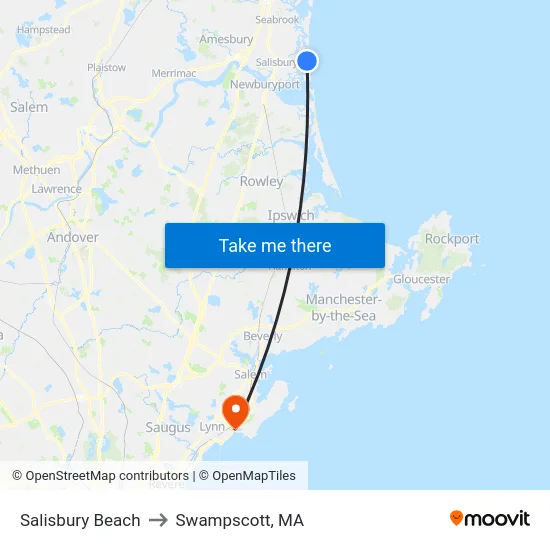 Salisbury Beach to Swampscott, MA map