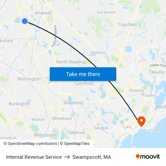 Internal Revenue Service to Swampscott, MA map