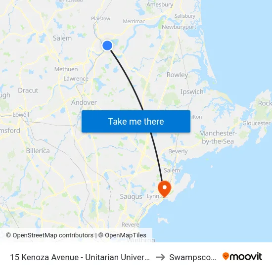 15 Kenoza Avenue - Unitarian Universalist Church to Swampscott, MA map
