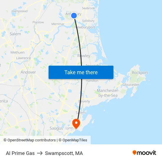 Al Prime Gas to Swampscott, MA map