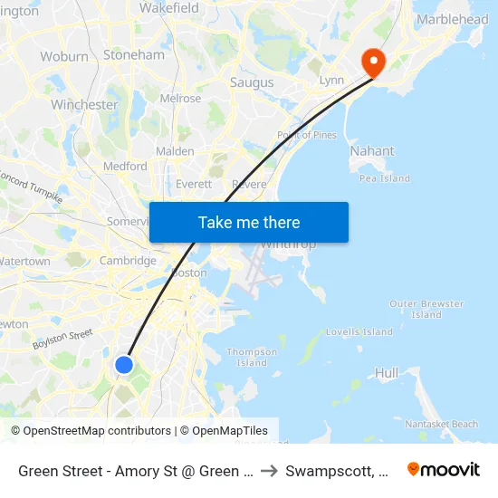 Green Street - Amory St @ Green St to Swampscott, MA map