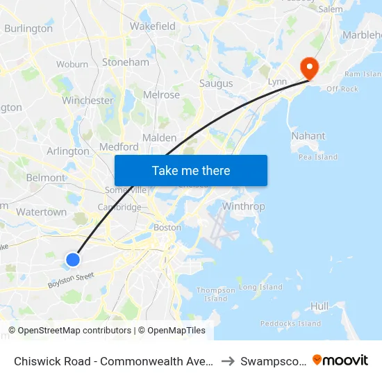 Chiswick Road - Commonwealth Ave @ Chiswick Rd to Swampscott, MA map
