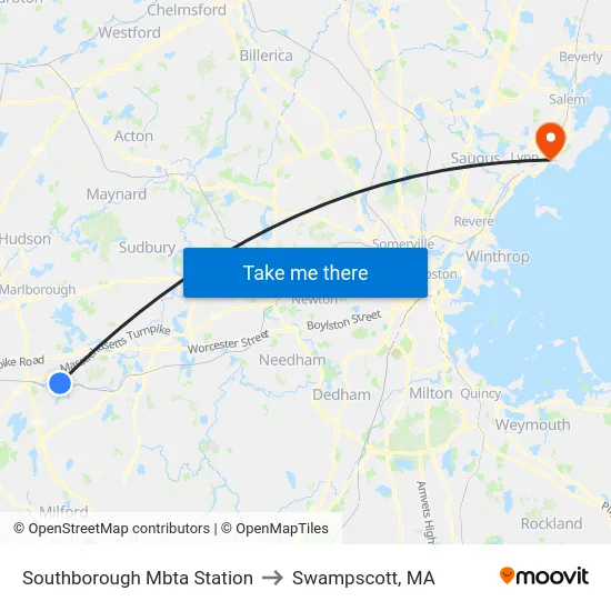 Southborough Mbta Station to Swampscott, MA map