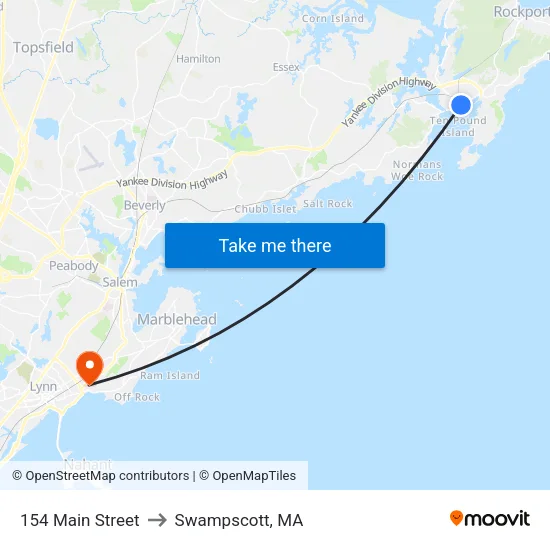 154 Main Street to Swampscott, MA map