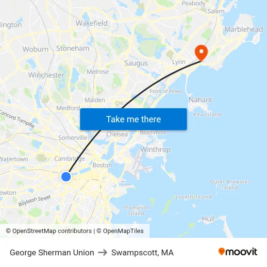 George Sherman Union to Swampscott, MA map