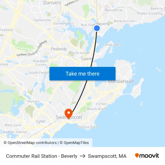 Commuter Rail Station - Beverly to Swampscott, MA map