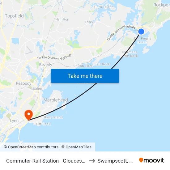 Commuter Rail Station - Gloucester to Swampscott, MA map
