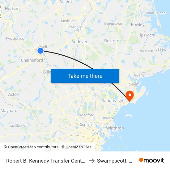 Robert B. Kennedy Transfer Center to Swampscott, MA map