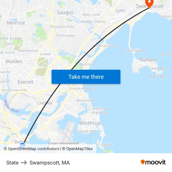 State to Swampscott, MA map