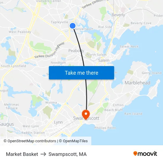Market Basket to Swampscott, MA map