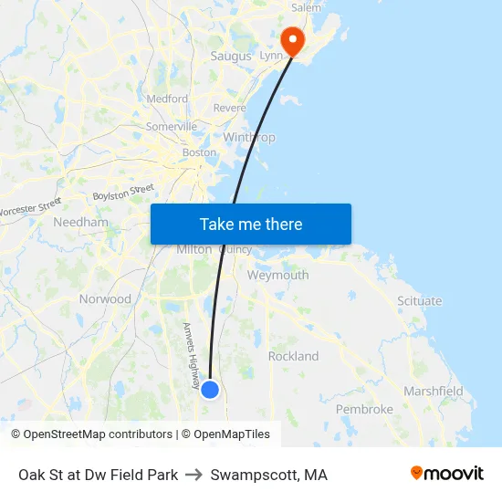 Oak St at Dw Field Park to Swampscott, MA map