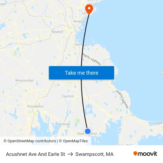 Acushnet Ave And Earle St to Swampscott, MA map