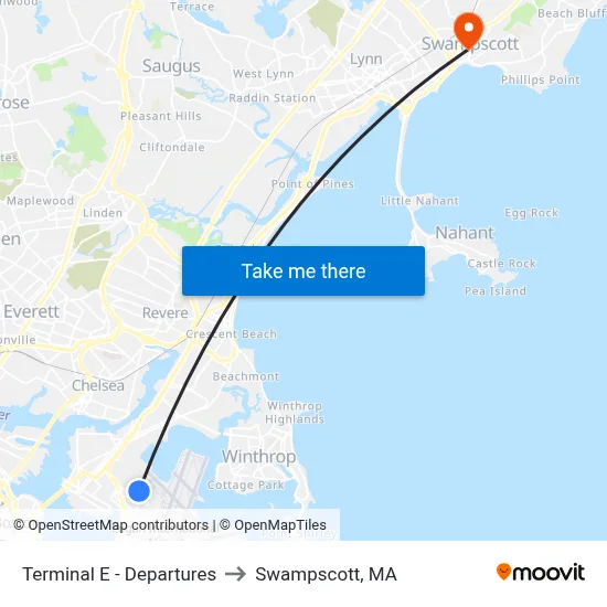 Terminal E - Departures to Swampscott, MA map