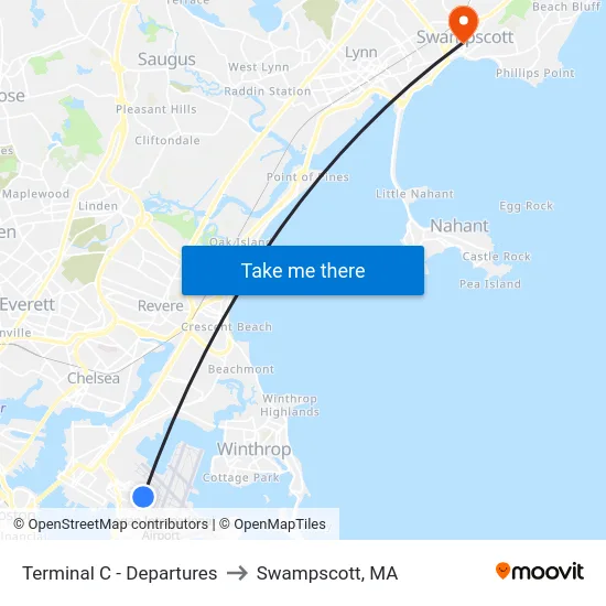 Terminal C - Departures to Swampscott, MA map