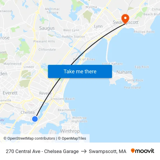 270 Central Ave - Chelsea Garage to Swampscott, MA map