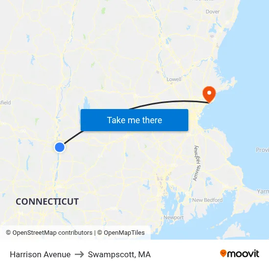 Harrison Avenue to Swampscott, MA map