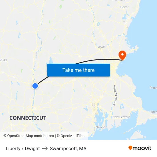 Liberty / Dwight to Swampscott, MA map