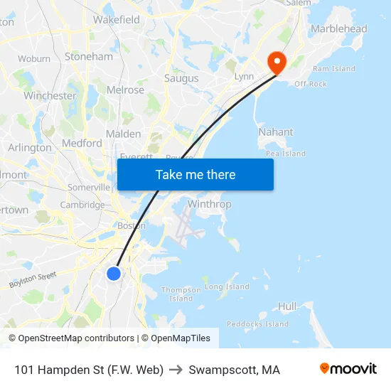 101 Hampden St (F.W. Web) to Swampscott, MA map