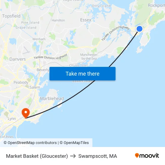 Market Basket (Gloucester) to Swampscott, MA map