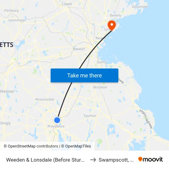 Weeden & Lonsdale (Before Sturman) to Swampscott, MA map