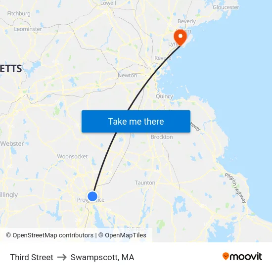 Third Street to Swampscott, MA map