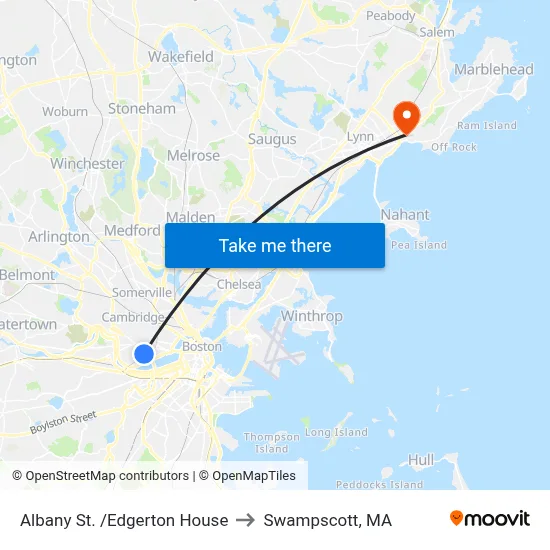 Albany St. /Edgerton House to Swampscott, MA map