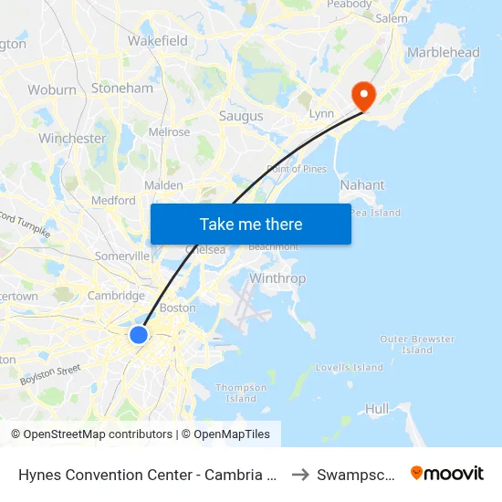 Hynes Convention Center - Cambria St @ Boylston St to Swampscott, MA map