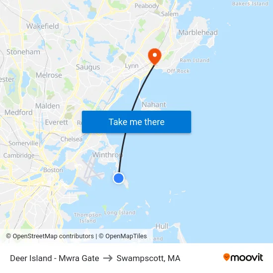 Deer Island - Mwra Gate to Swampscott, MA map