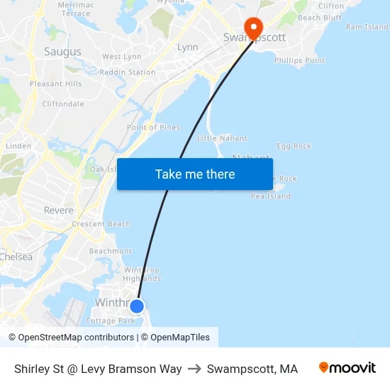 Shirley St @ Levy Bramson Way to Swampscott, MA map