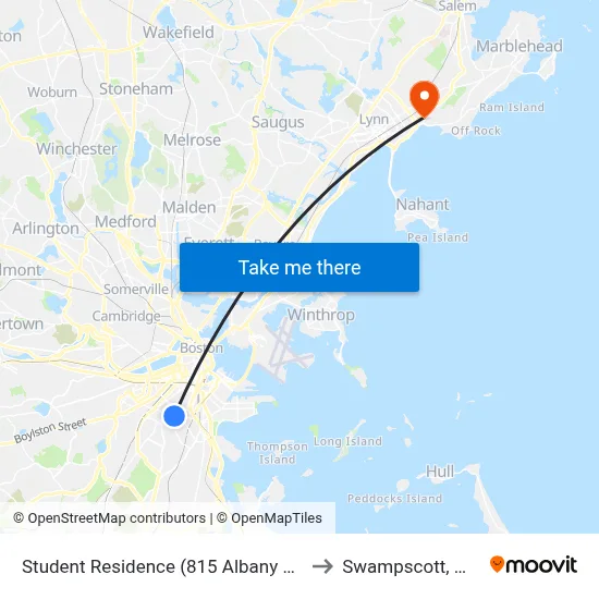 Student Residence (815 Albany St) to Swampscott, MA map